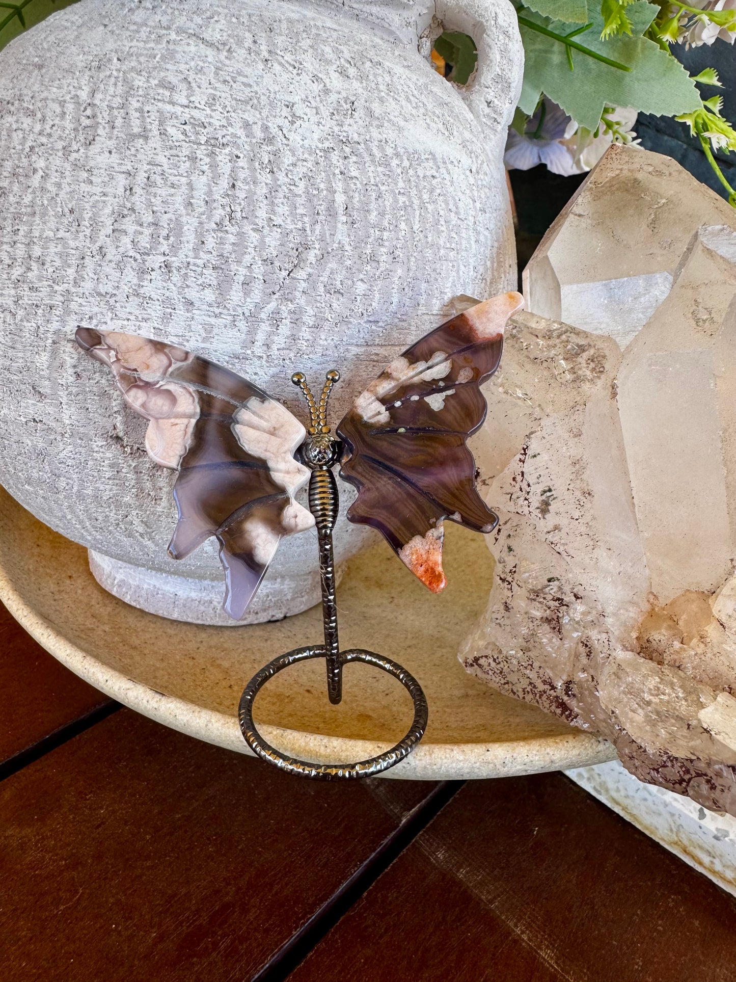 Blue Flower Agate Butterfly