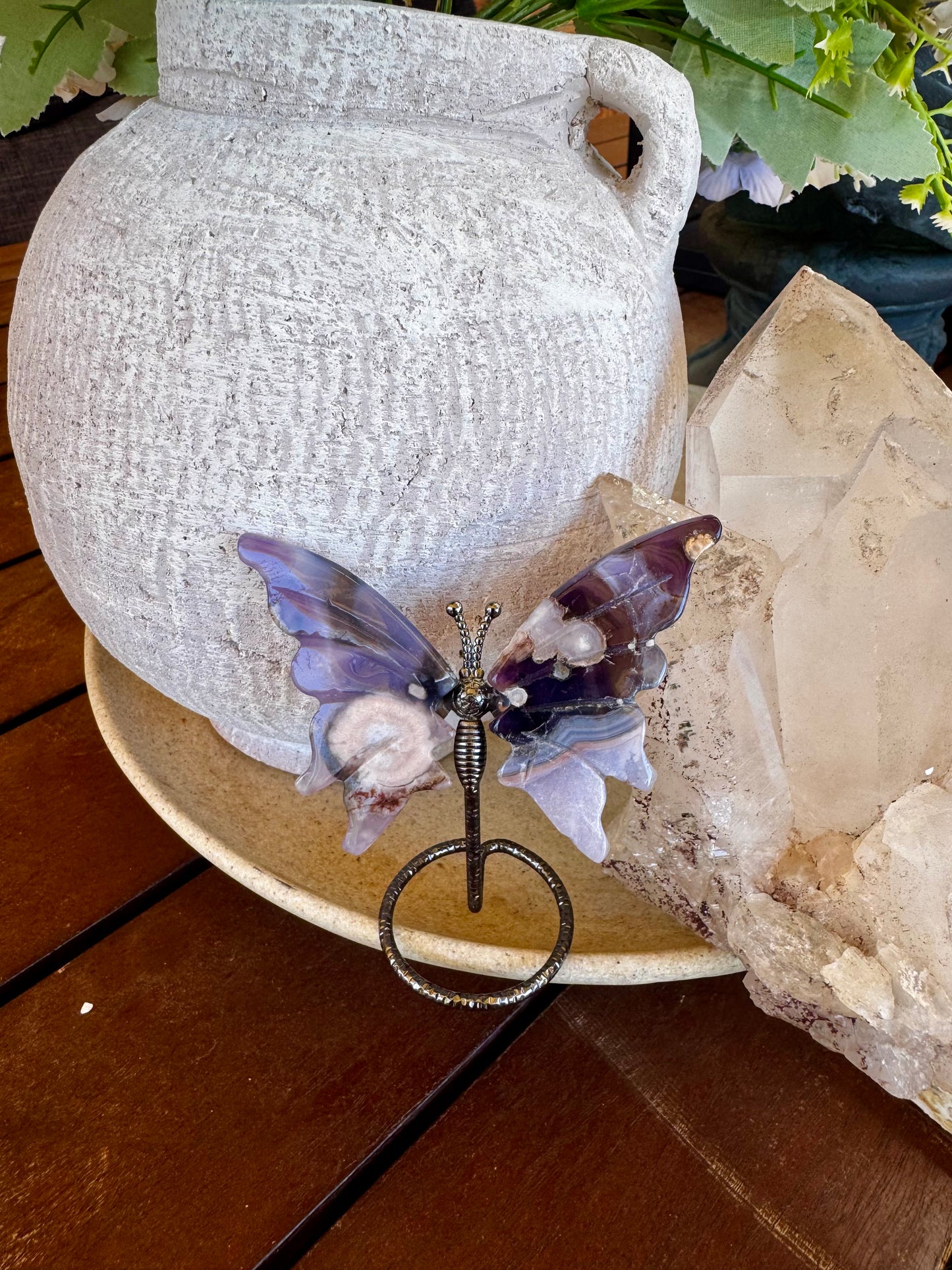 Blue Flower Agate Butterfly