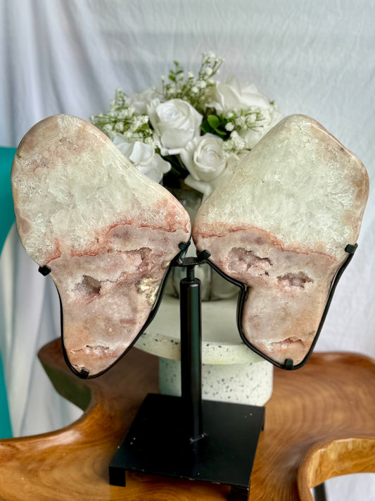 Pink Amethyst Statement Wings on Spinning stand