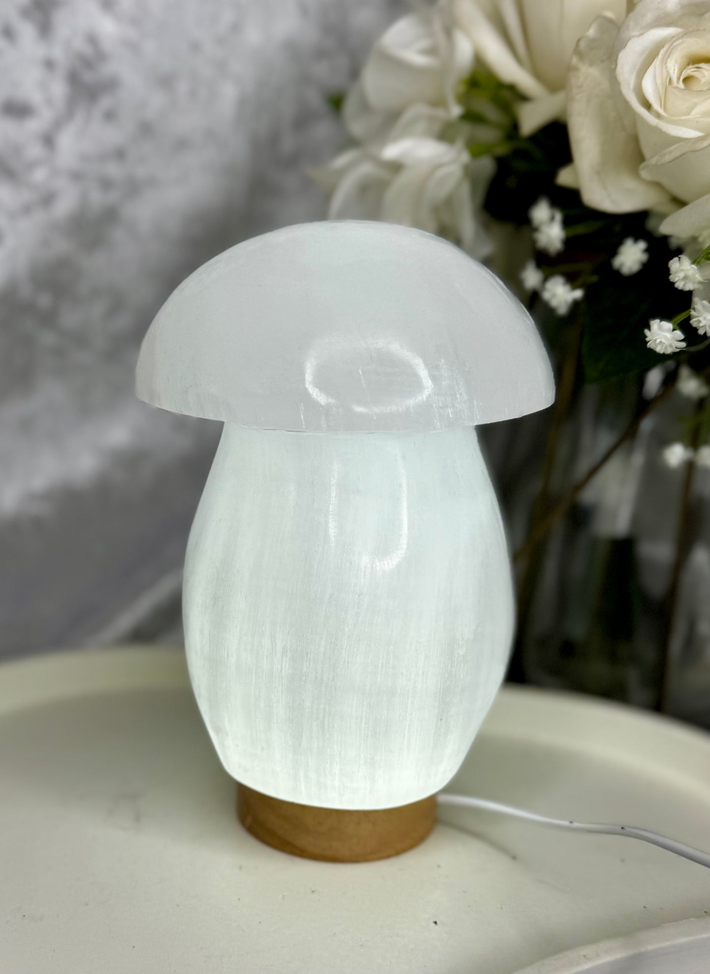 Selenite Mushroom light