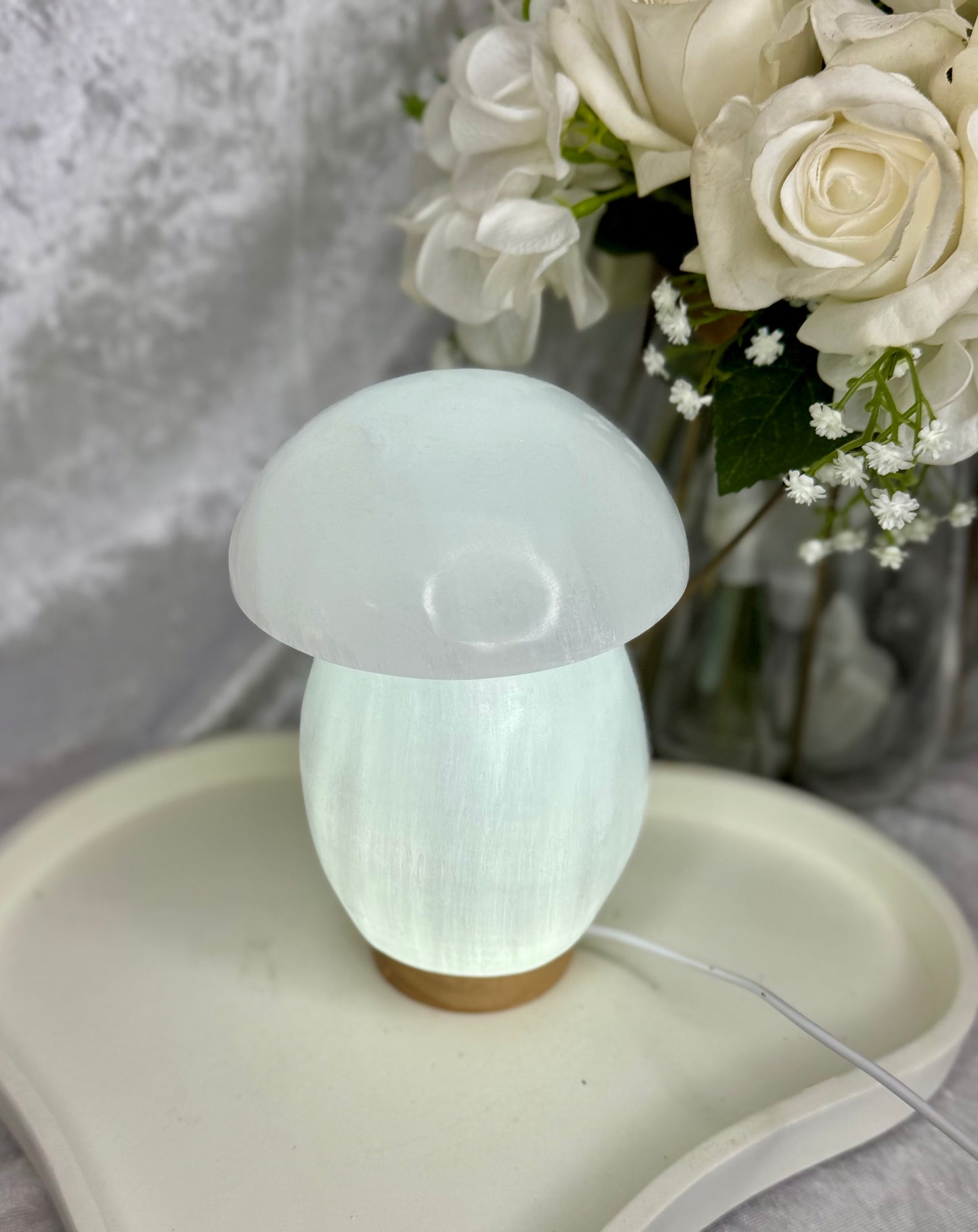 Selenite Mushroom light