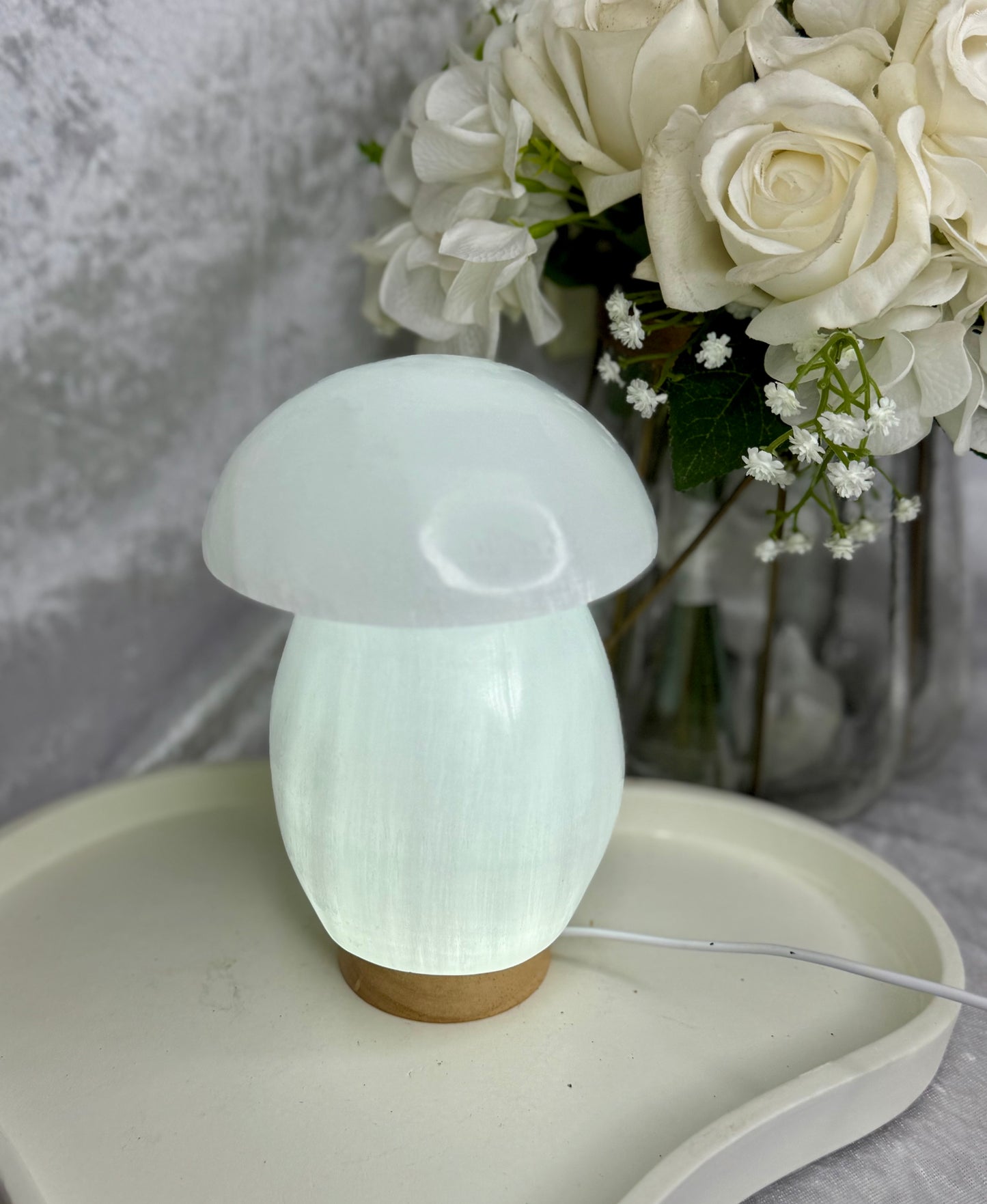 Selenite Mushroom light