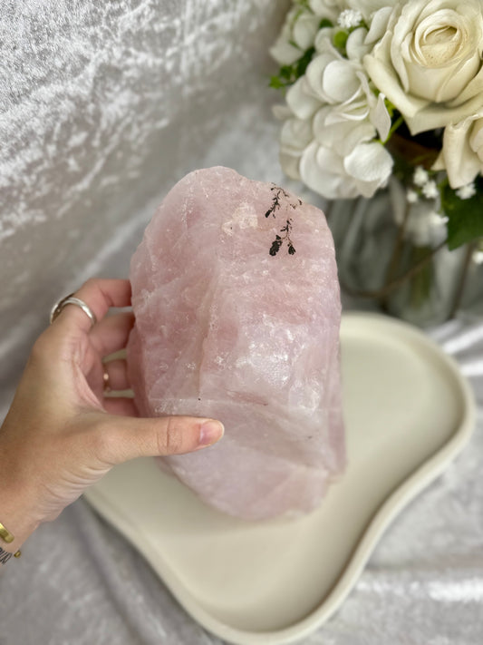 Massive Rose Quartz Raw with Natural Dendritic inclusion