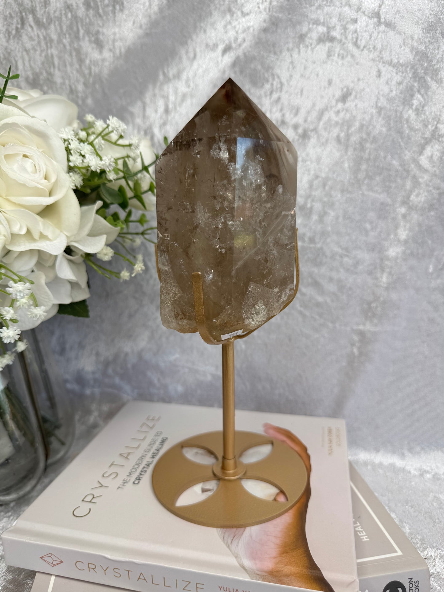 Smokey Quartz with Amphibole and Golden Rutile Inclusions