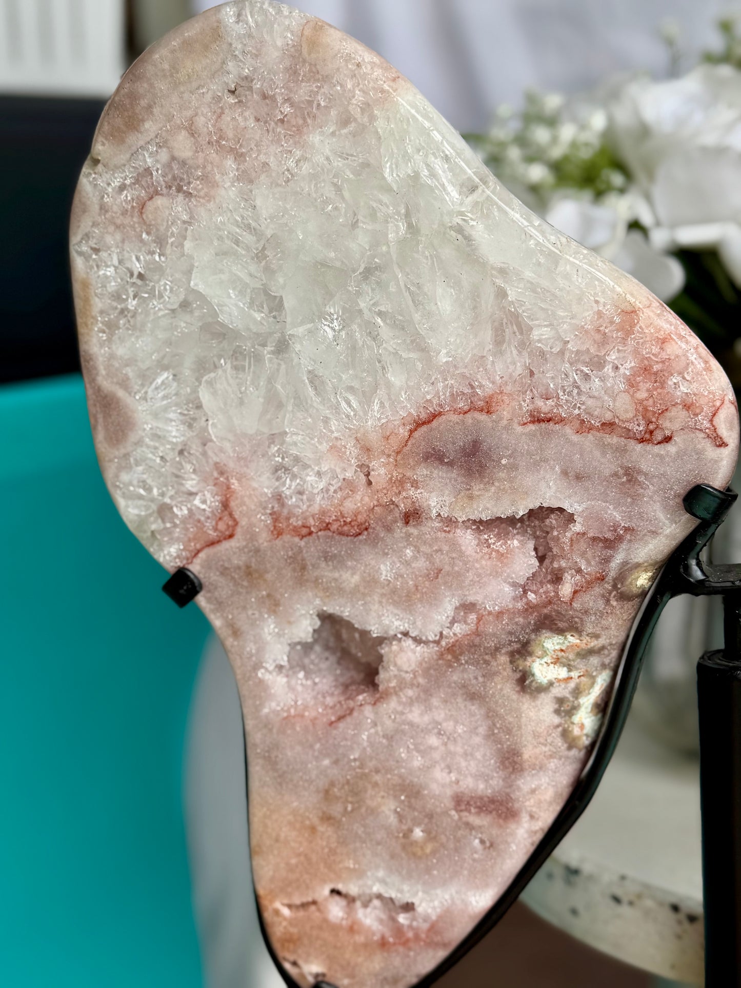 Pink Amethyst Statement Wings on Spinning stand