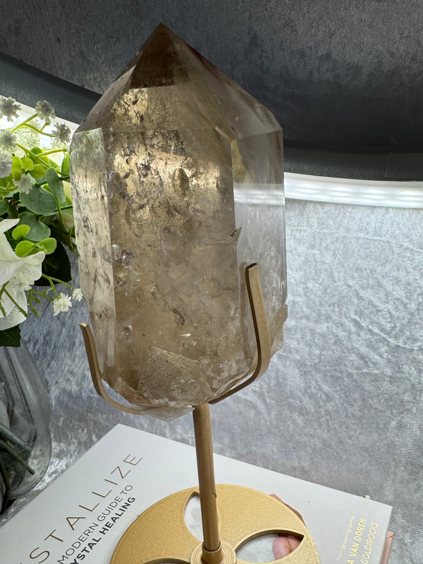 Smokey Quartz with Amphibole and Golden Rutile Inclusions