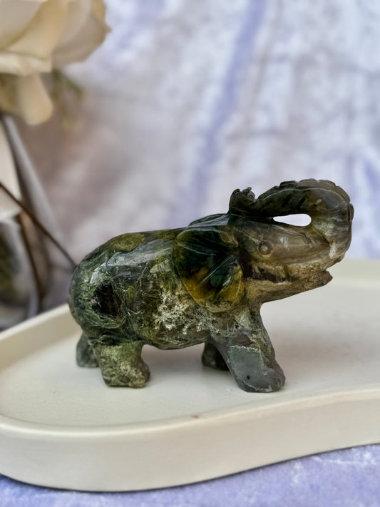 Moss Agate Elephant