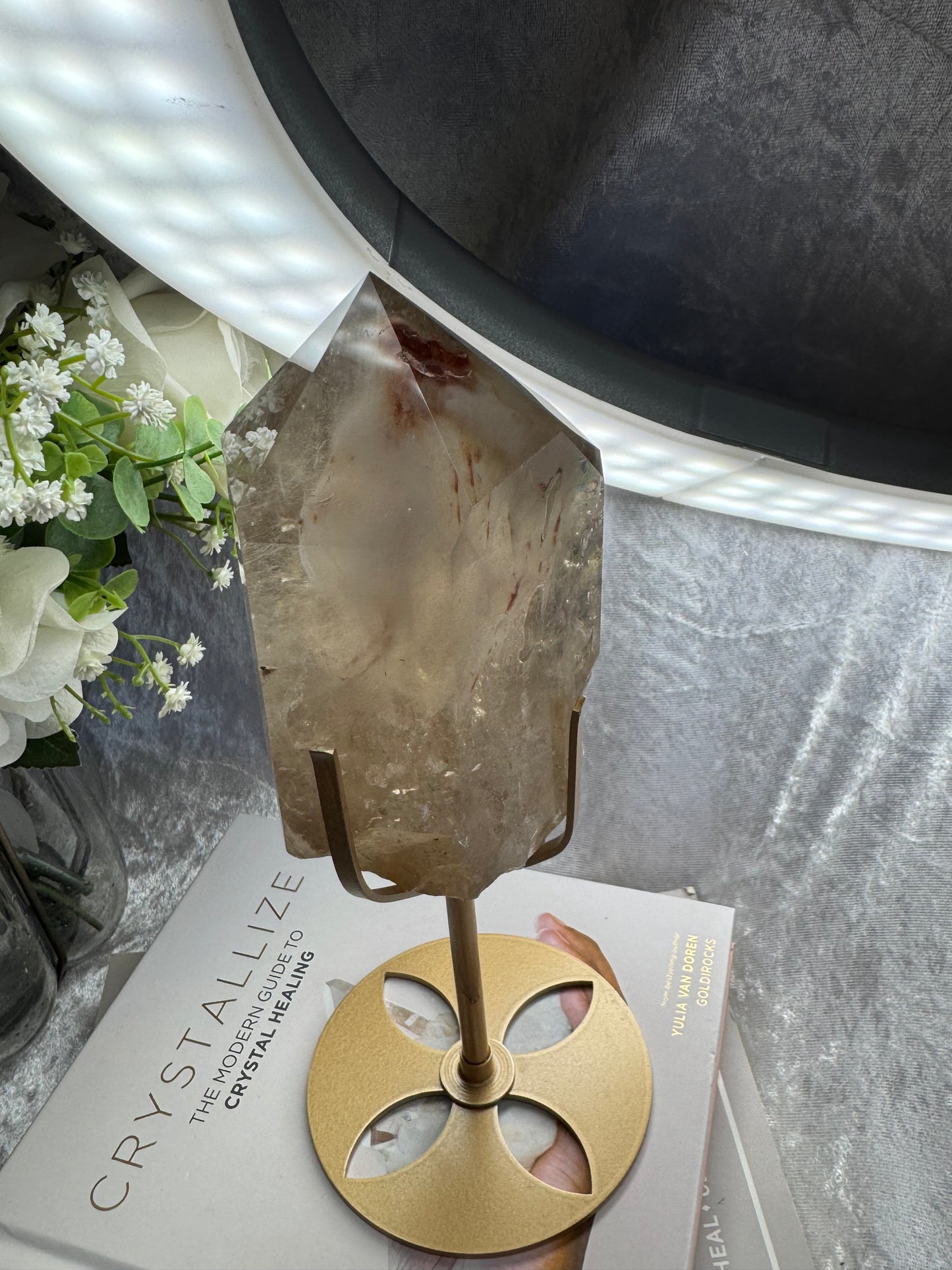 Smokey Quartz with Amphibole and Golden Rutile Inclusions
