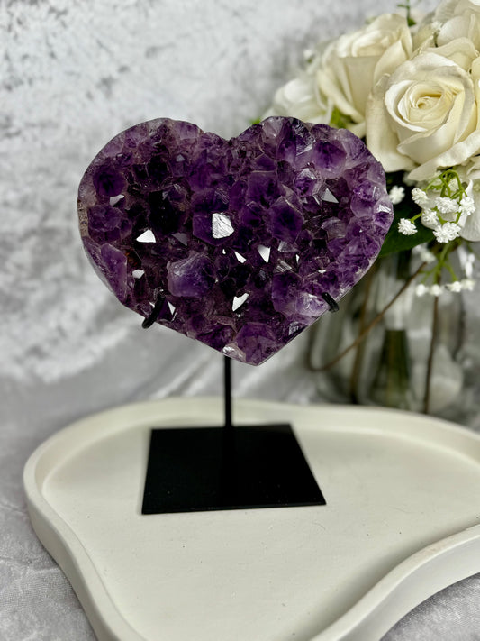 Amethyst Heart on custom stand
