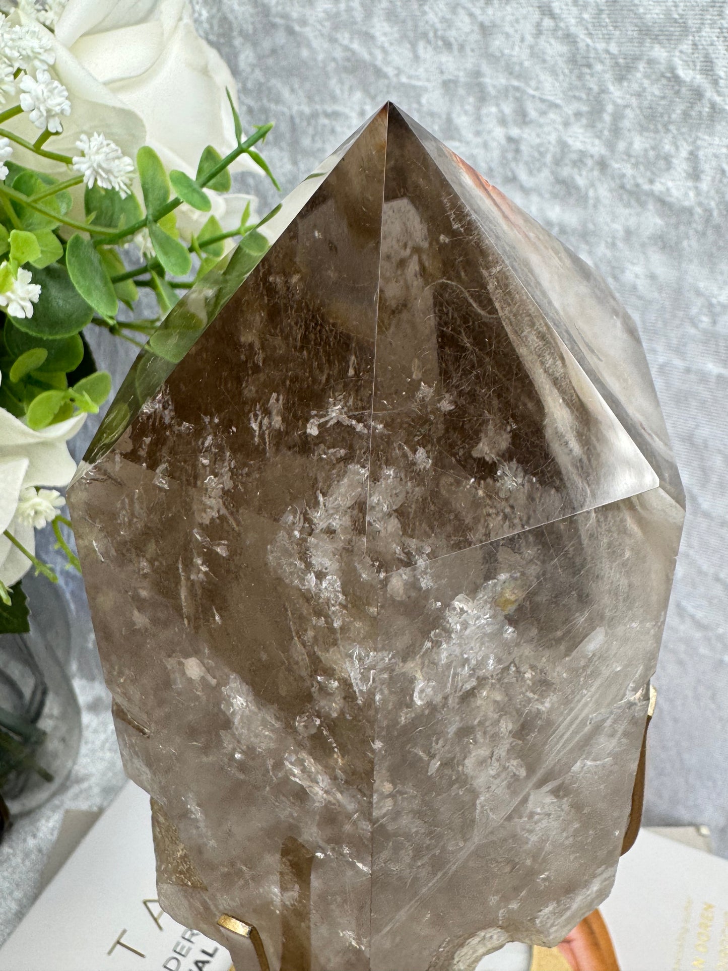 Smokey Quartz with Amphibole and Golden Rutile Inclusions