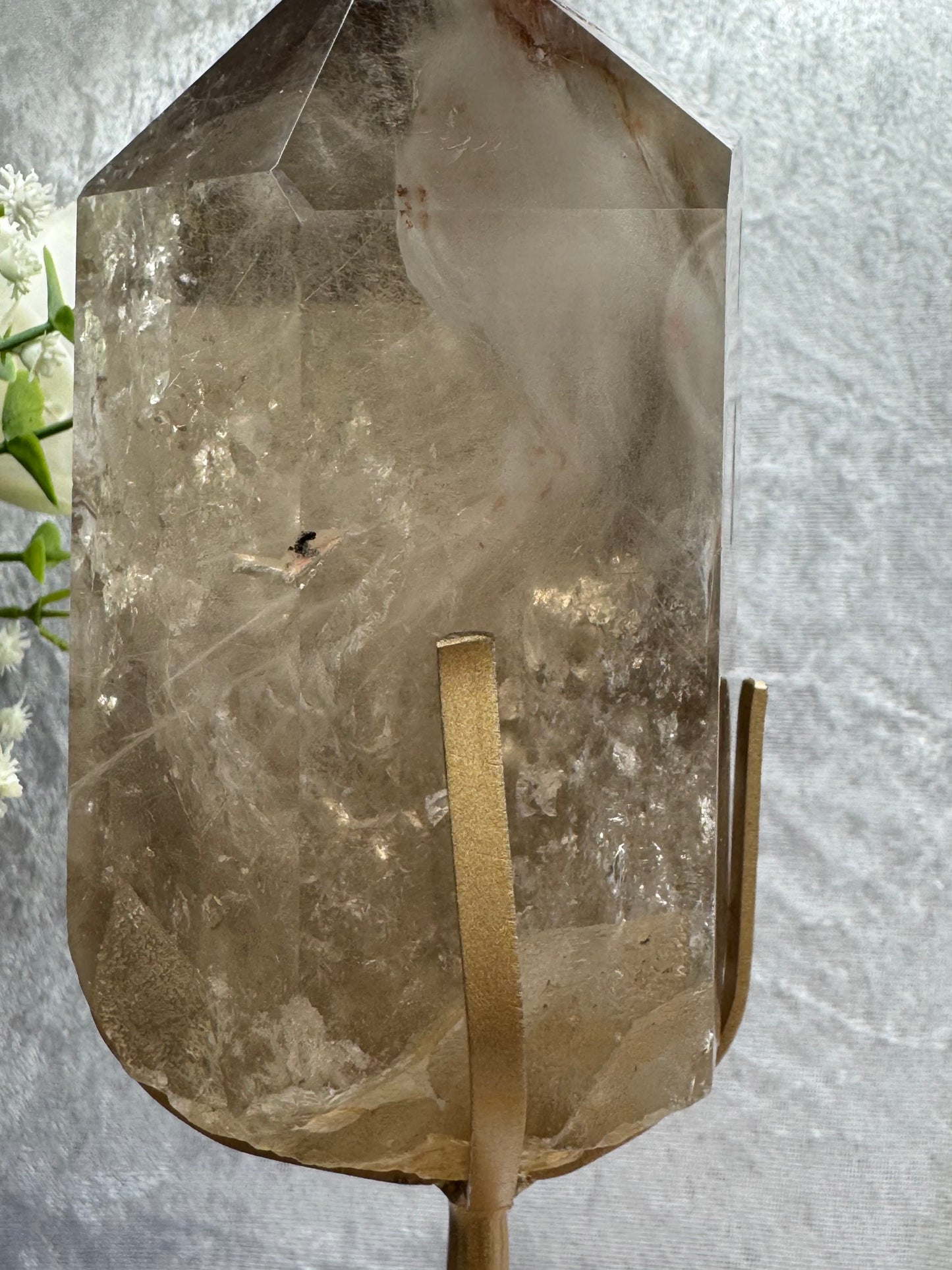 Smokey Quartz with Amphibole and Golden Rutile Inclusions