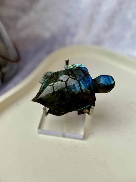 Labradorite Turtle Carving