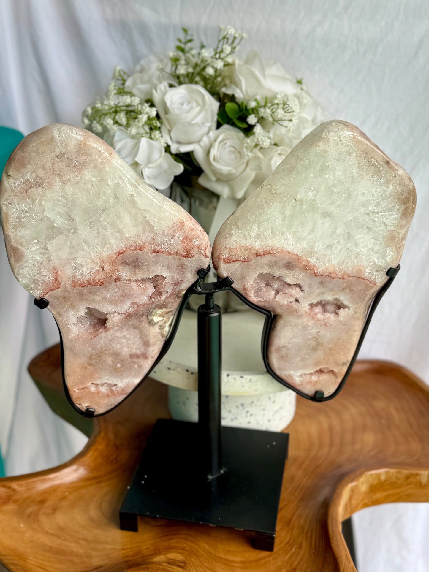 Pink Amethyst Statement Wings on Spinning stand