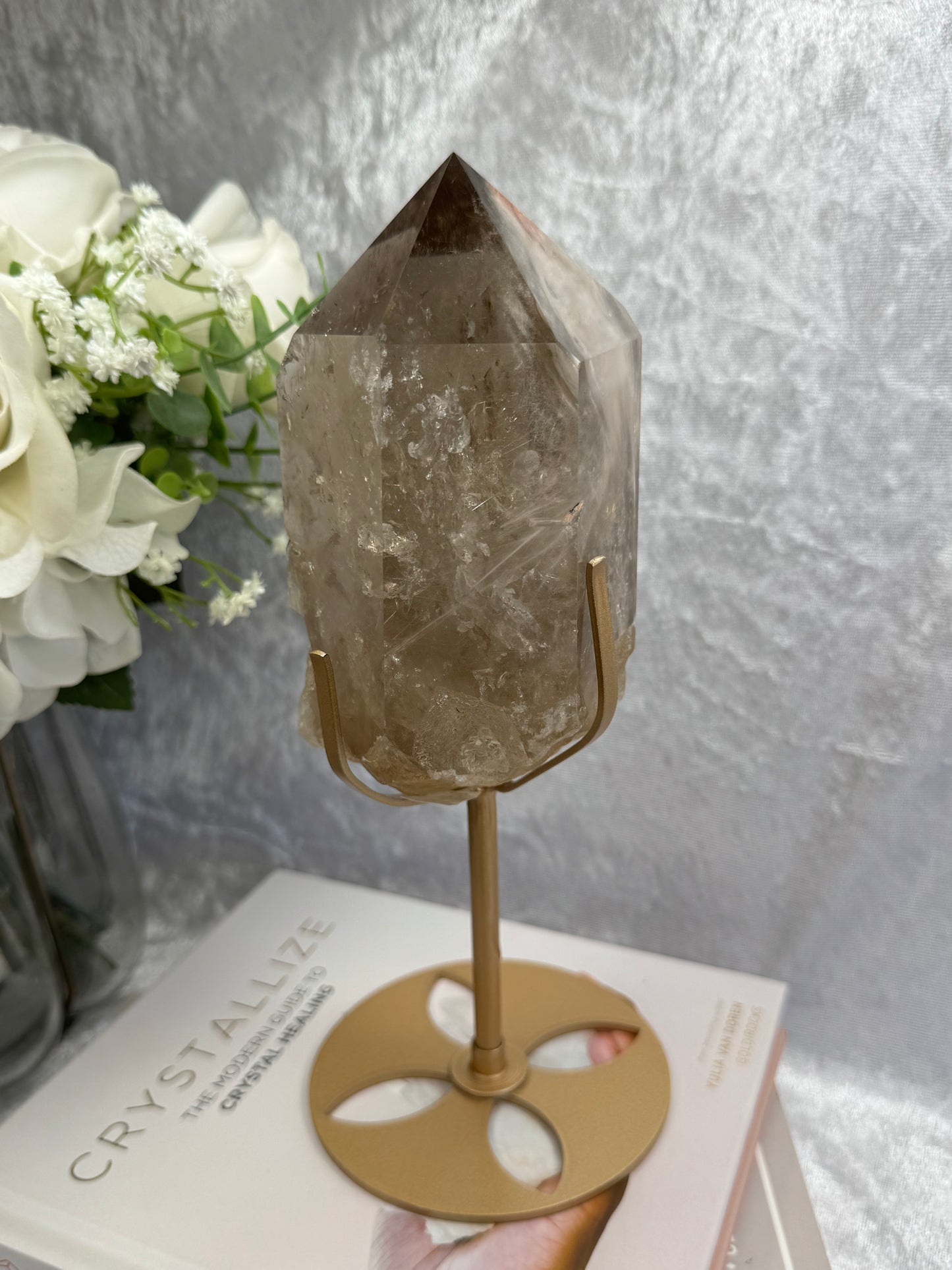 Smokey Quartz with Amphibole and Golden Rutile Inclusions