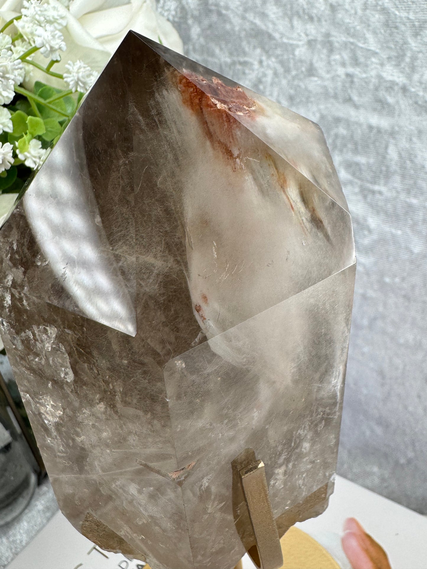 Smokey Quartz with Amphibole and Golden Rutile Inclusions