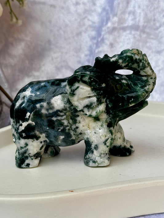 Moss Agate Elephant