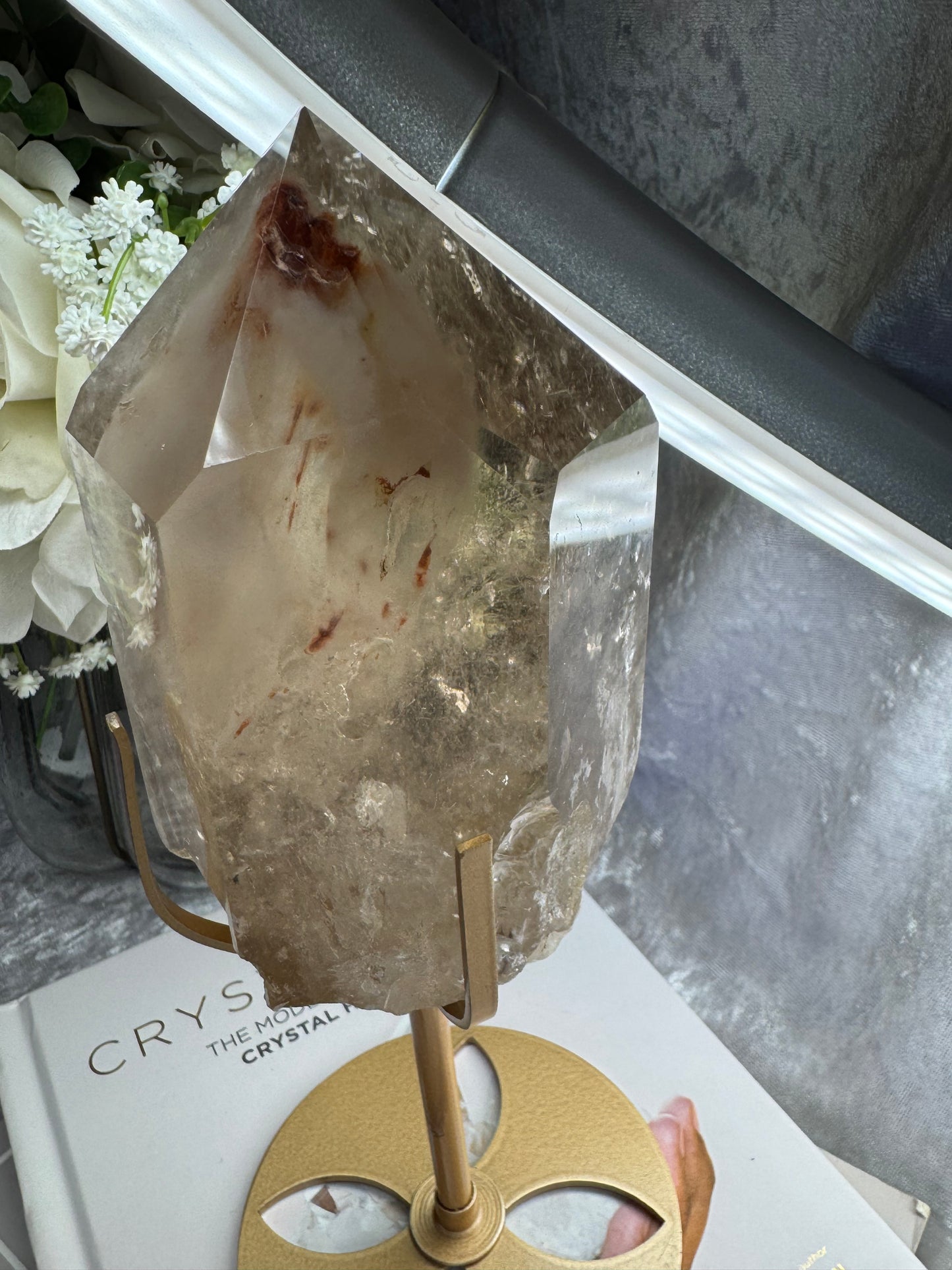 Smokey Quartz with Amphibole and Golden Rutile Inclusions