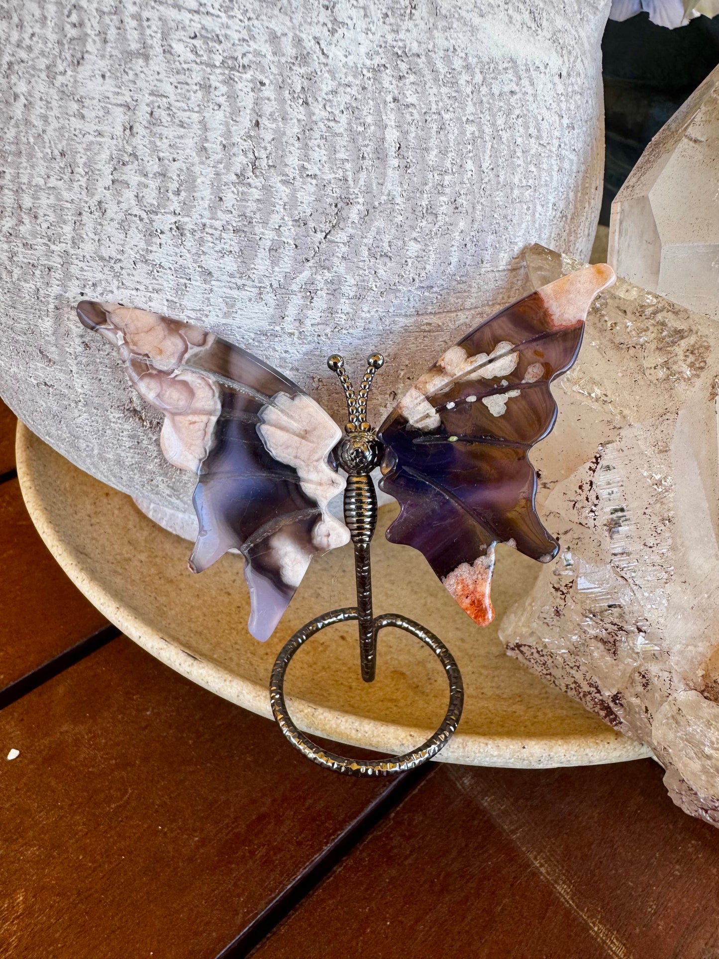 Blue Flower Agate Butterfly