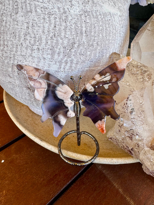 Blue Flower Agate Butterfly