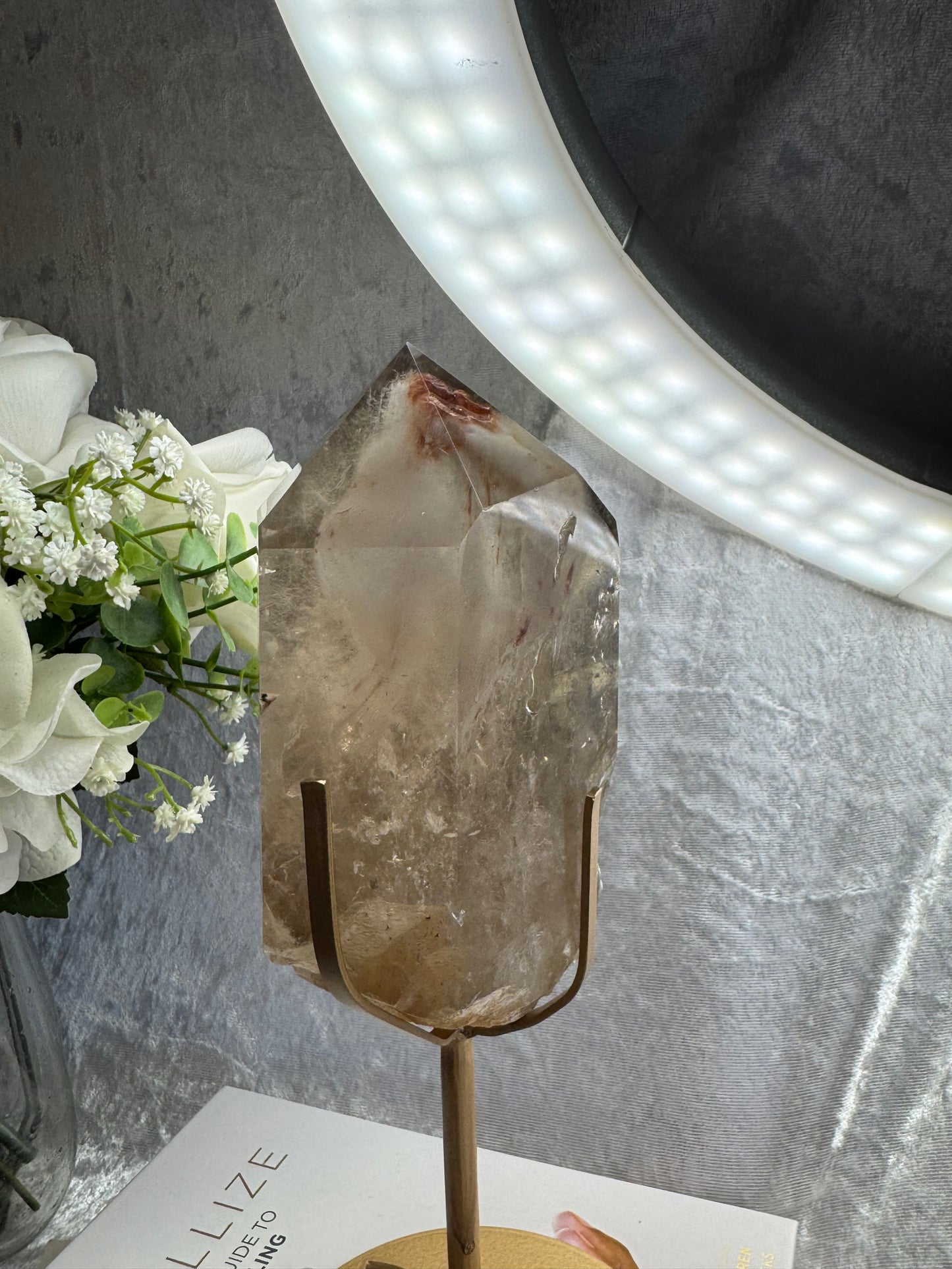 Smokey Quartz with Amphibole and Golden Rutile Inclusions