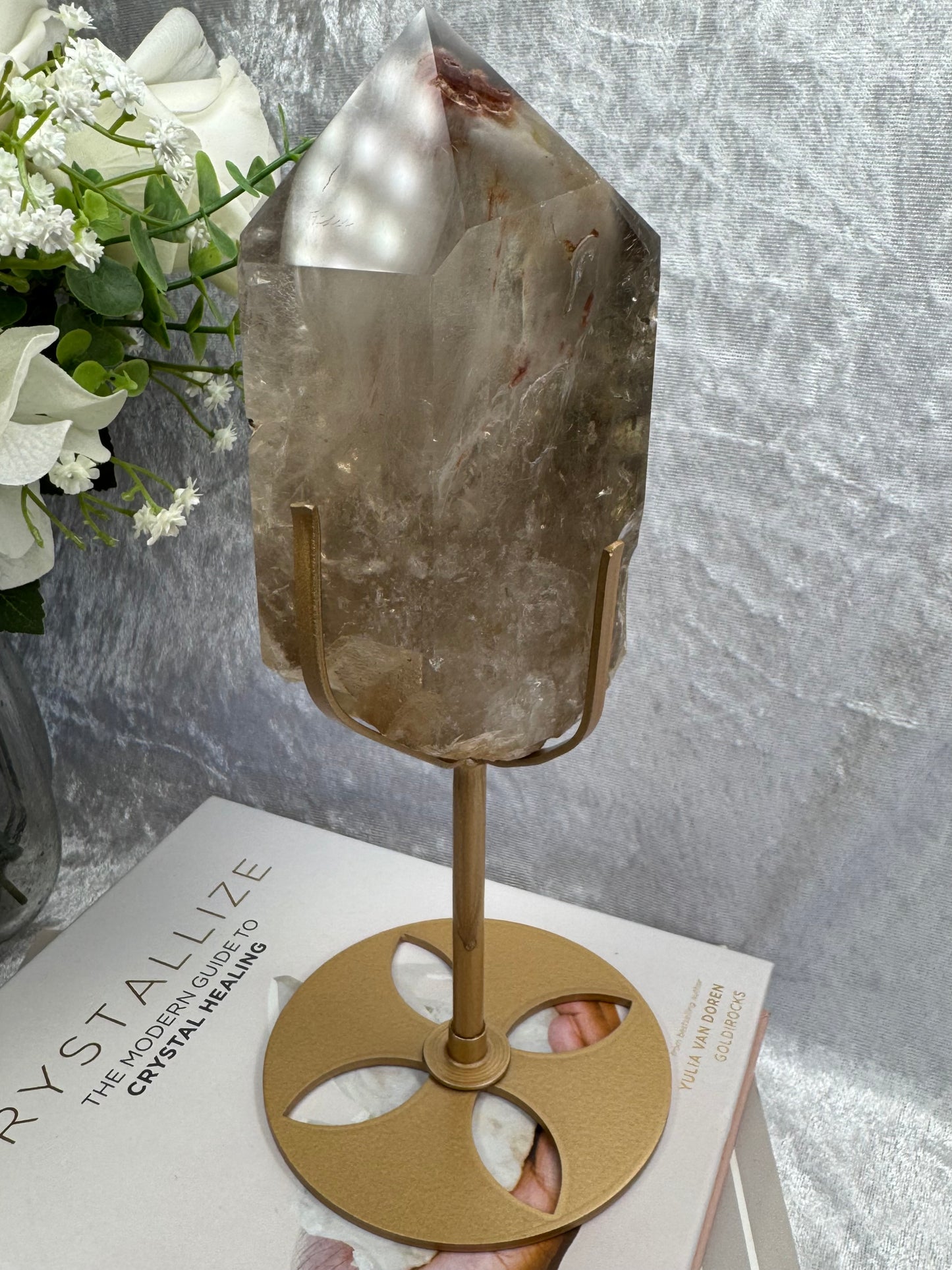 Smokey Quartz with Amphibole and Golden Rutile Inclusions