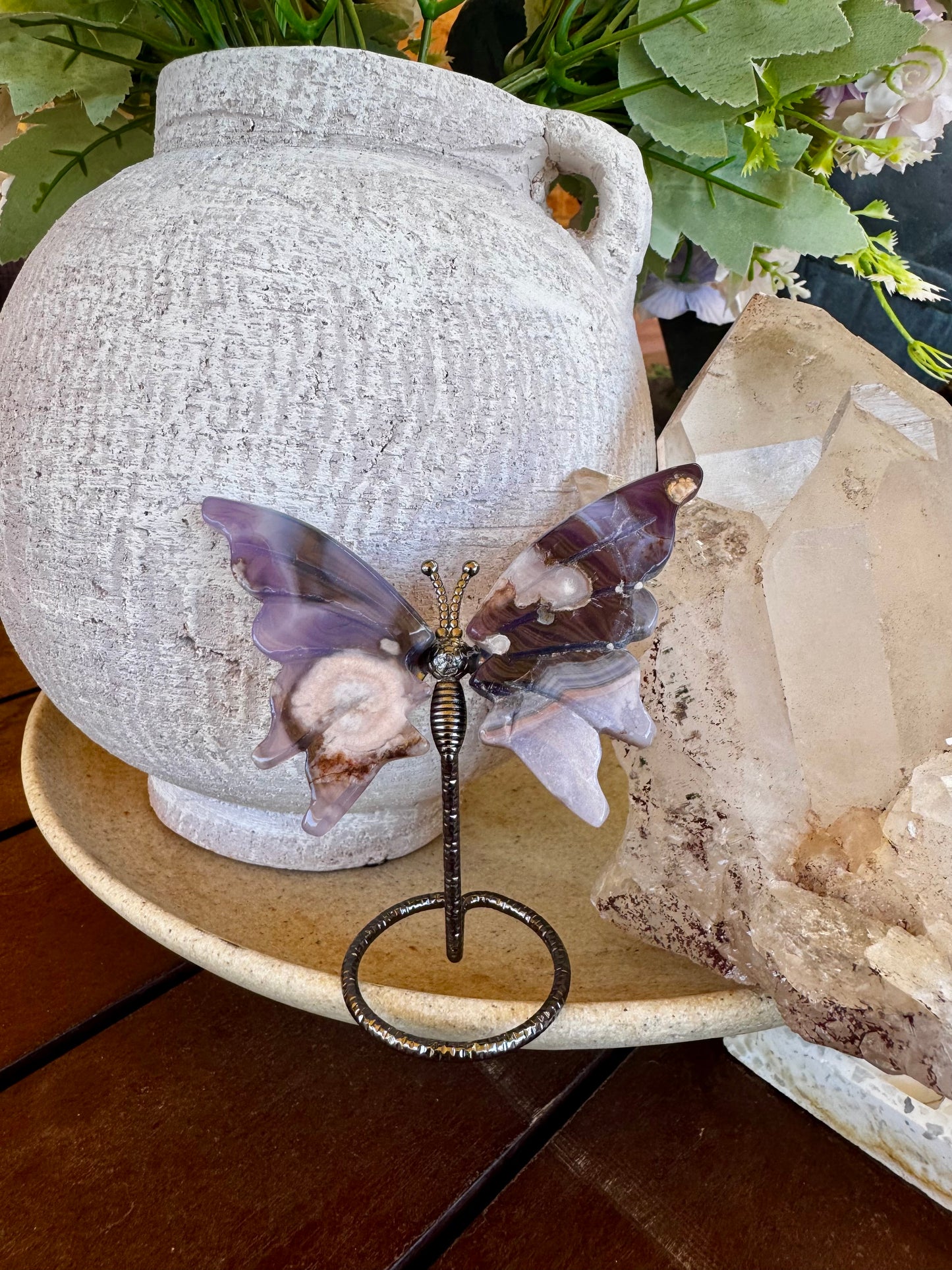 Blue Flower Agate Butterfly