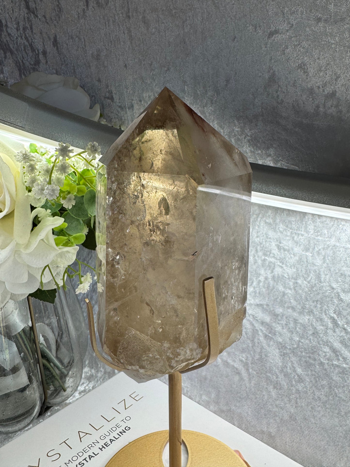 Smokey Quartz with Amphibole and Golden Rutile Inclusions