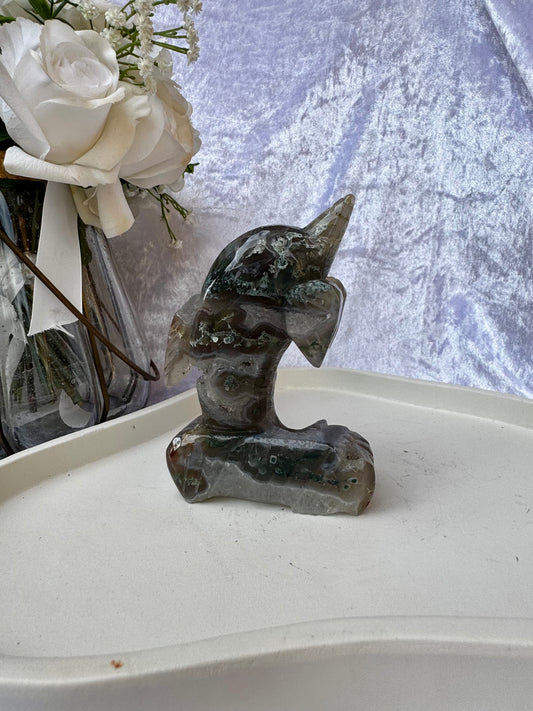 Druzy Moss Agate Dolphin